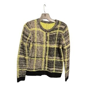 Vintage Handmade Neon Plaid Knit Sweater Women’s Size Large